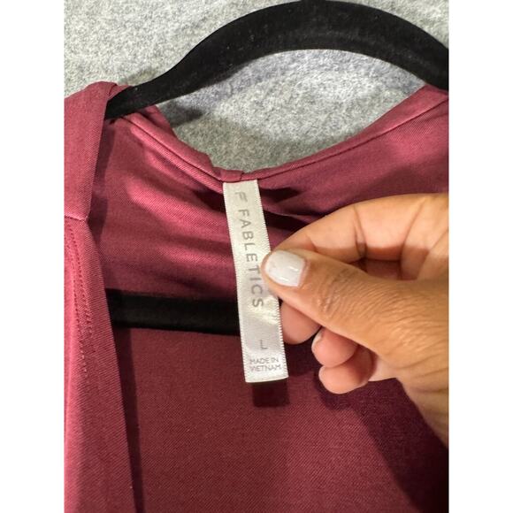 Fabletics Sweater Women Large Red Pull On Hooded Stretch Activewear Gym - Picture 2 of 6